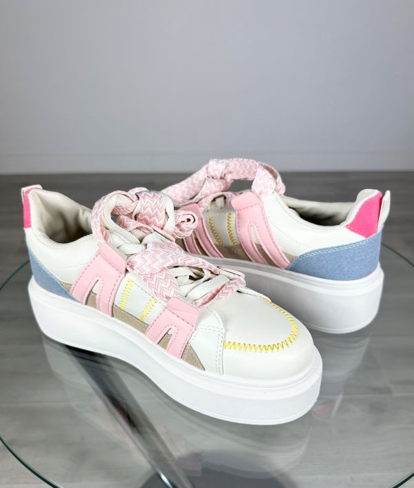 Sneakers Alb Cu Insertii Multicolore Pretty Girl