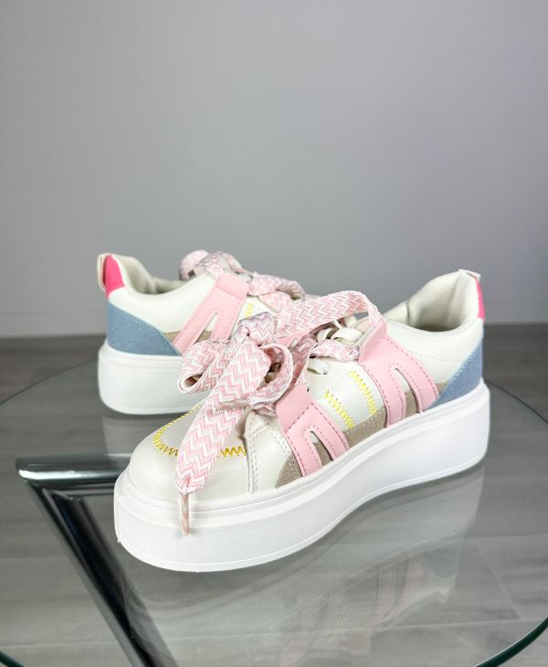 Sneakers Alb Cu Insertii Multicolore Pretty Girl