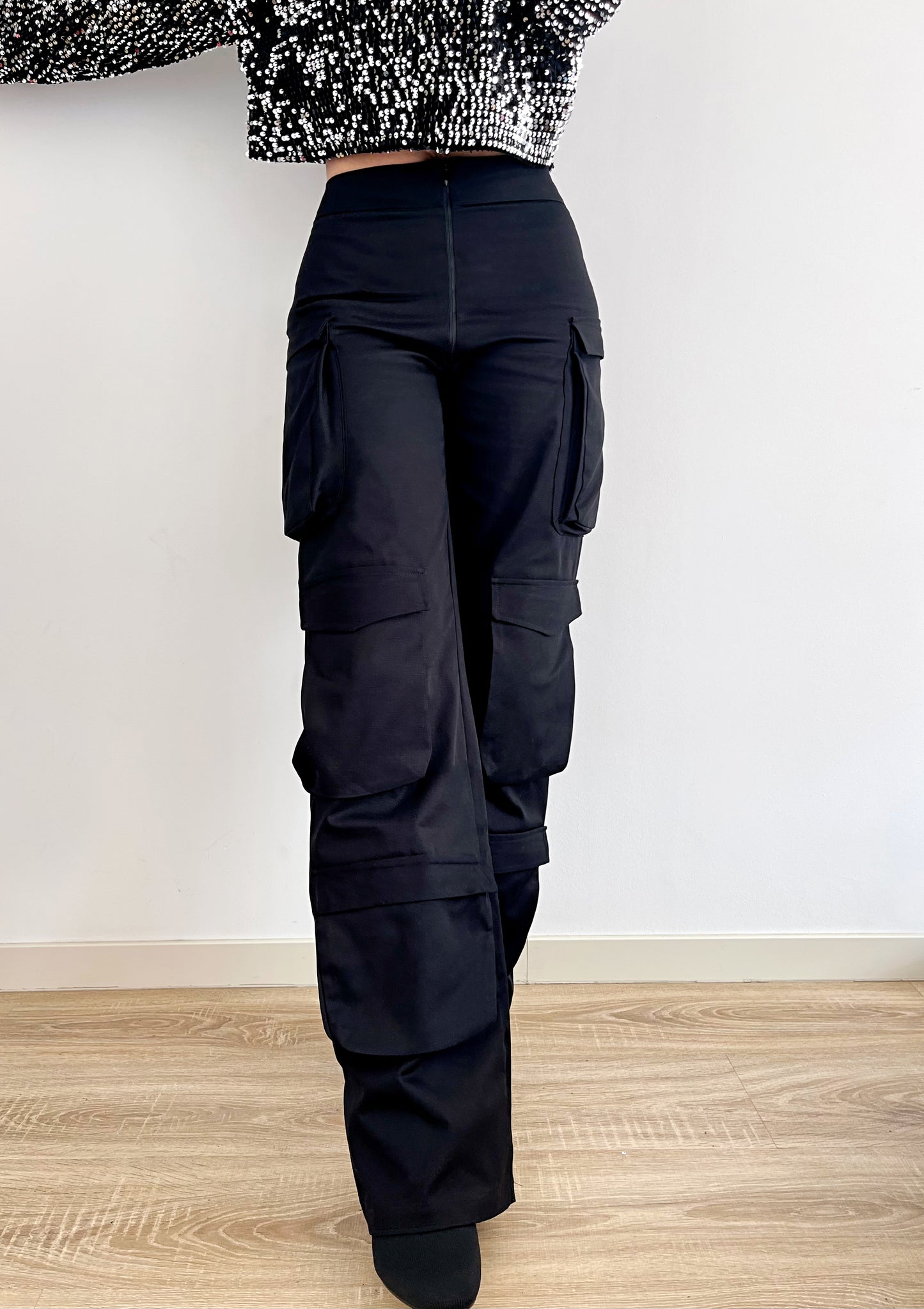 Pantaloni Cargo Cu Buzunare 3D Negri