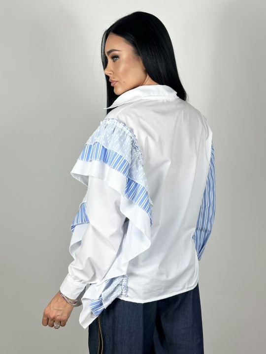 Camasa Cu Volane Blue Ruffles