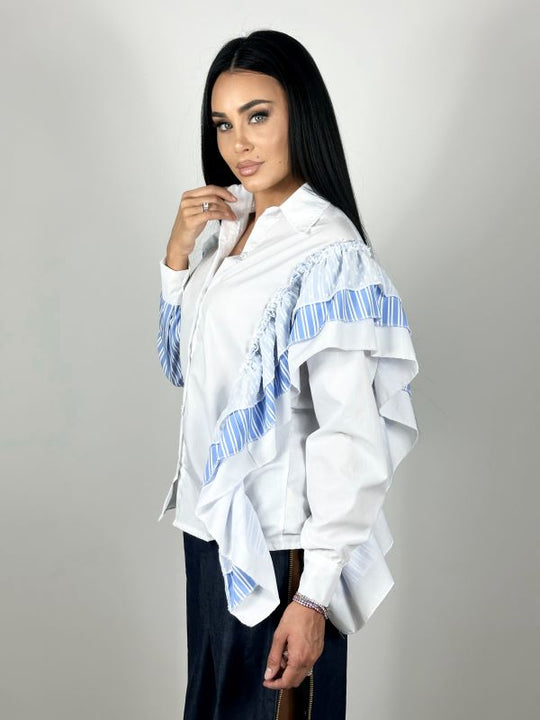 Camasa Cu Volane Blue Ruffles