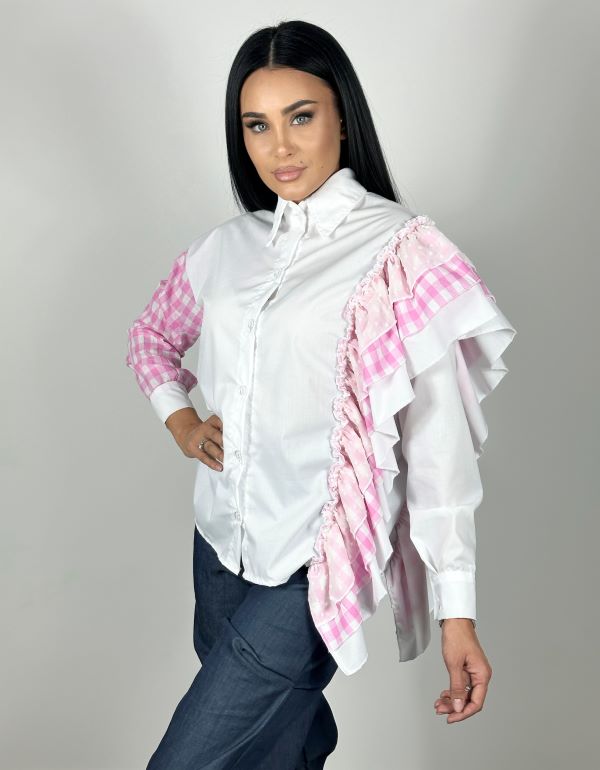 Camasa Cu Volane Pink Ruffles