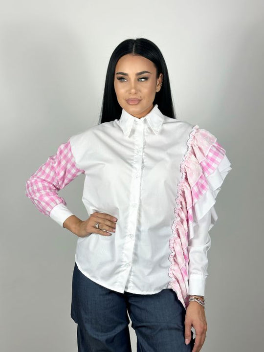 Camasa Cu Volane Pink Ruffles