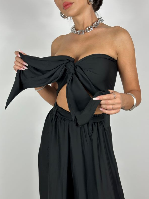Compleu Top si Pantaloni Palazzo Black
