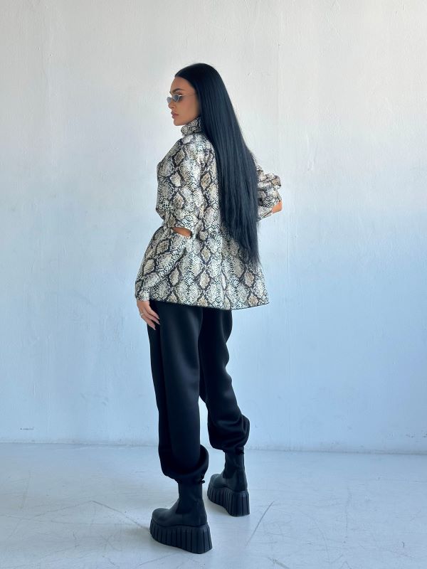 Costum Jacheta Oversize Si Pantaloni Lejeri Distinctiv Snake Print