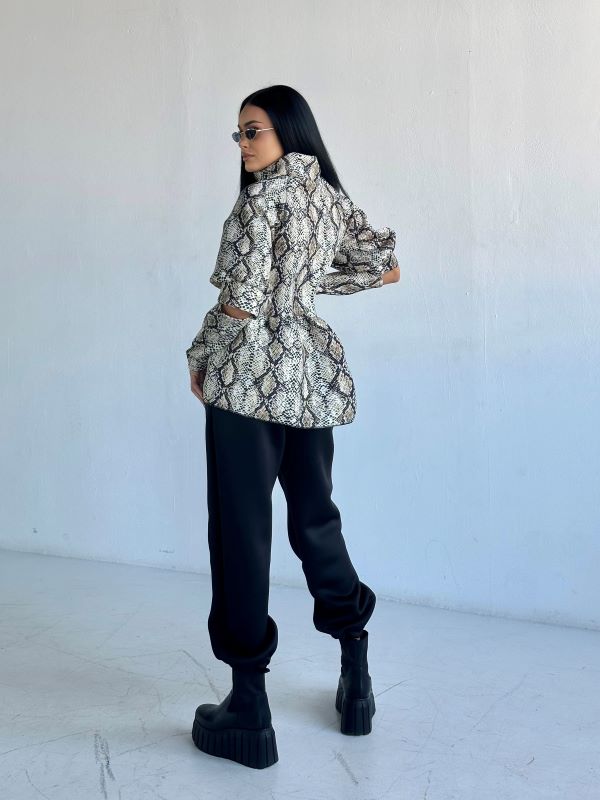 Costum Jacheta Oversize Si Pantaloni Lejeri Distinctiv Snake Print