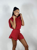 Compleu Hoodie Short Rosu