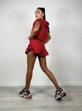 Compleu Hoodie Short Rosu