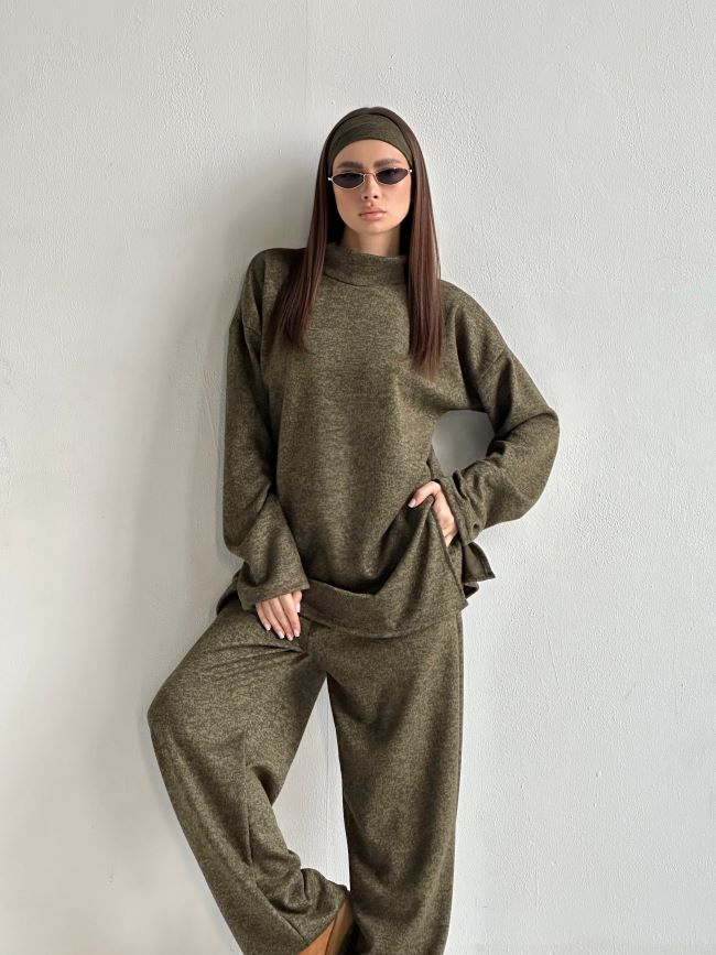 Compleu Din Tricot Subtire Cu Banderola Green Vibes