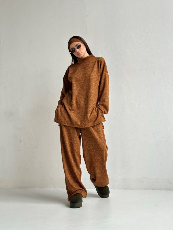 Compleu Din Tricot Cu Banderola Brown Vibes