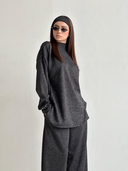 Compleu Din Tricot Cu Banderola Grey Vibes