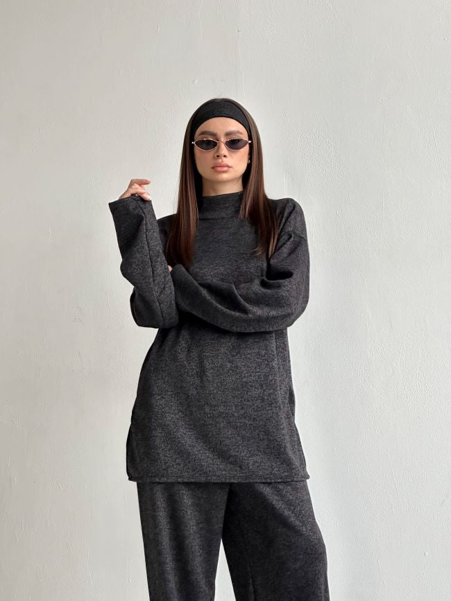 Compleu Din Tricot Subtire Cu Banderola Grey Vibes