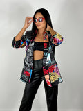 Sacou Negru cu Imprimeu Colorat Cool Girl
