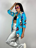 Sacou Bleu cu Imprimeu Colorat Cool Girl