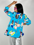 Sacou Bleu cu Imprimeu Colorat Cool Girl