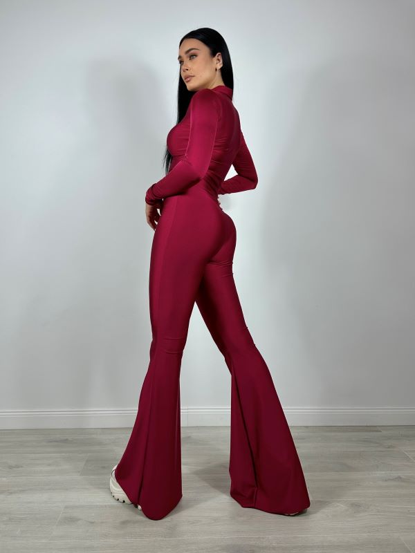 Salopeta Overall Evazata Din Licra Burgundy