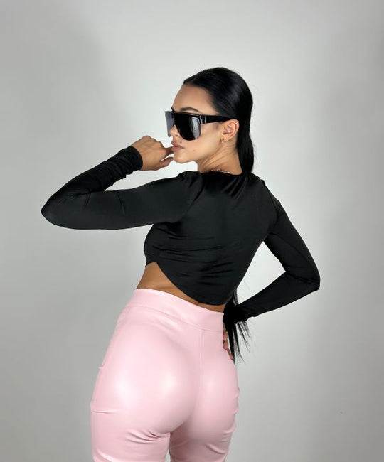 Crop Top Lycra Negru