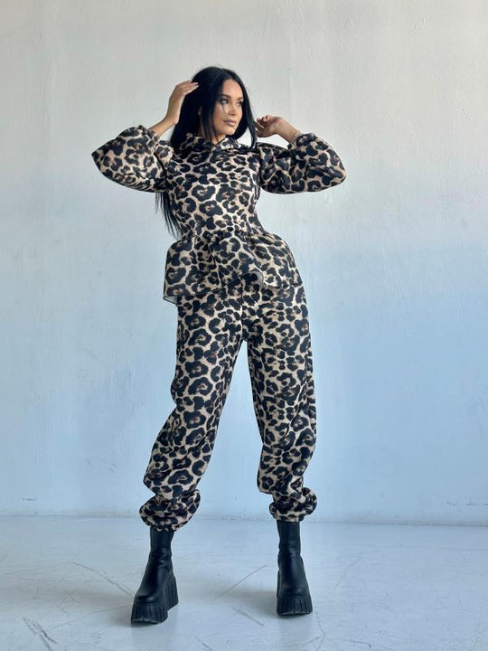 Trening Bluza Cu Gluga Si Pantaloni Lejeri Baby Doll Leopard