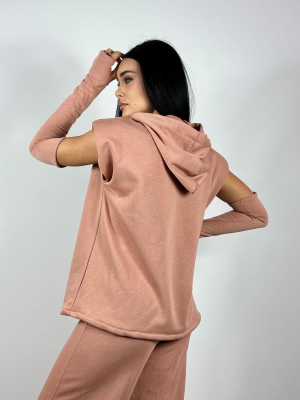 Trening Hoodie Long Cu Maneci Tip Manusi Peach