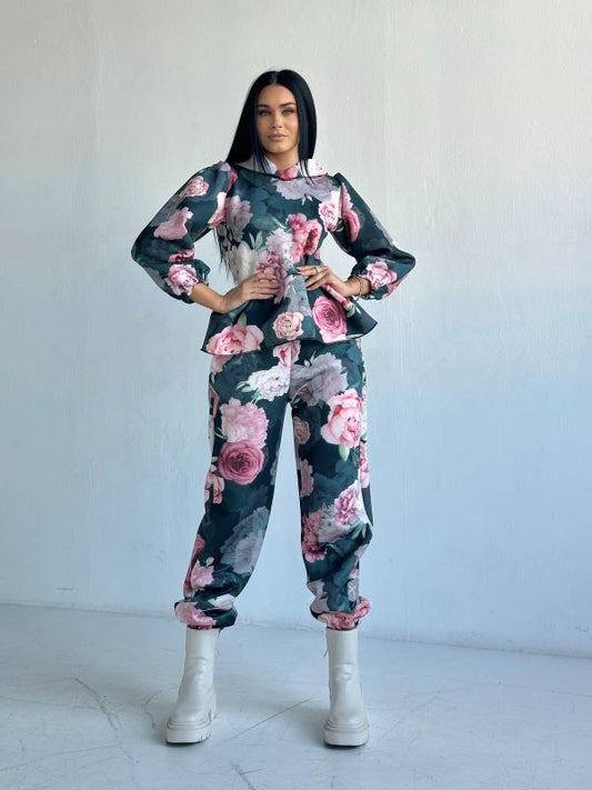 Trening Bluza Cu Gluga Si Pantaloni Lejeri Baby Doll Floral