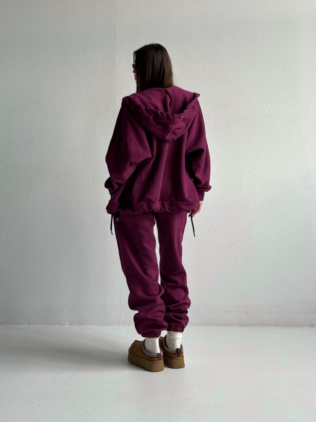 Trening Din Bumbac Vatuit Clasic Jogger Burgundy