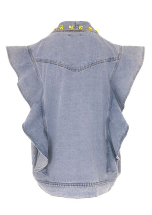 Jacheta de Blugi Oversize cu Volane