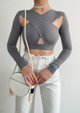 Bluza Scurta Petrecuta In X Gri