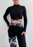 Bluza Scurta cu Sireturi Neagra