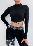Bluza Scurta cu Sireturi Neagra