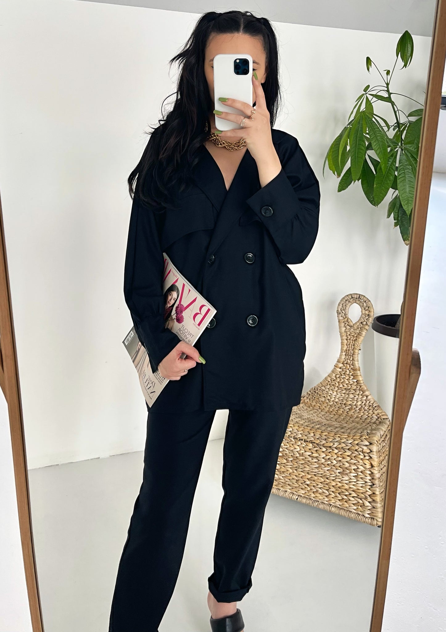 Costum Oversize Din Panza  Negru