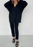 Costum Oversize Din Panza  Negru