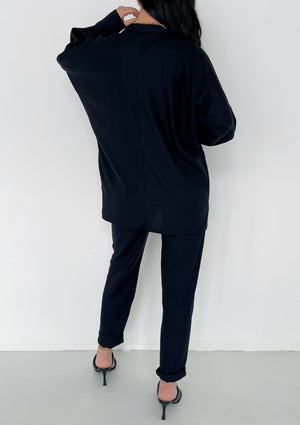 Costum Oversize Din Panza  Negru