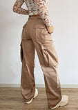 Pantaloni Cargo Largi Cu Buzunare Masive Bej