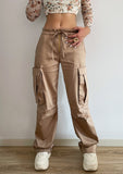 Pantaloni Cargo Largi Cu Buzunare Masive Bej