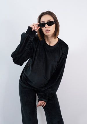 Trening Din Catifea Cu Spate Transparent Negru